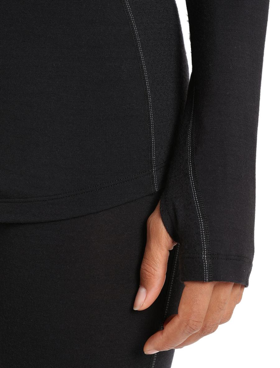 Base Layers Icebreaker BodyfitZone™ Merino 200 Zone Thermal Long Sleeve Half Zip Top Damskie Czarne | PL 1080WNBY